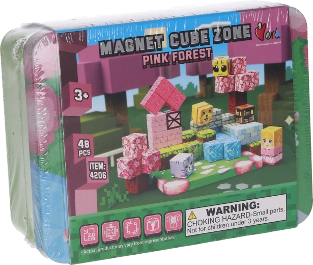 Magnet Cube Zone Pink forest klocki magnetyczne 48 elementów