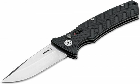 Nóż automatyczny Böker Plus Strike Drop Point Black, 8,5 cm