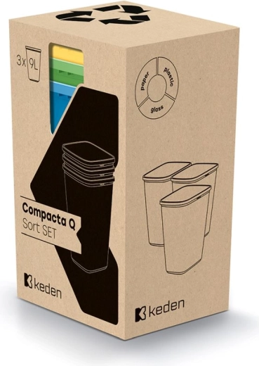 Zestaw koszy do segregacji odpadów Compacta Q Sort 3×9 l