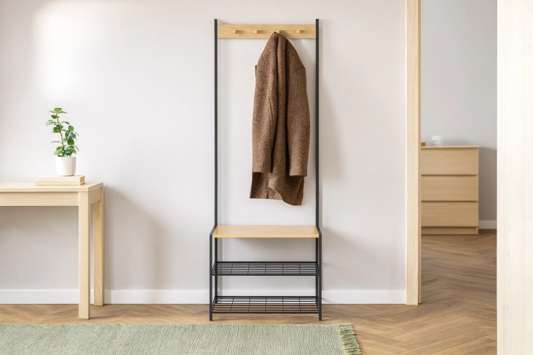 Organizacja 2 w 1: wieszak, ławka i szafka na buty