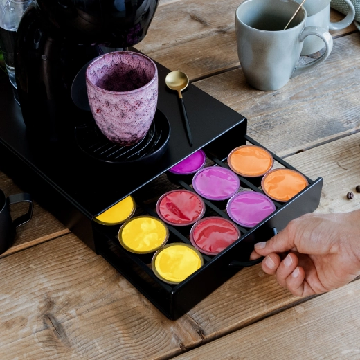 Metalowy uchwyt na 20 kapsułek Dolce Gusto, matowy czarny