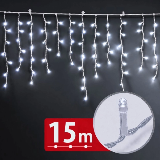 Kurtyna świetlna LED 15 m z 600 diodami LED w zimnej bieli