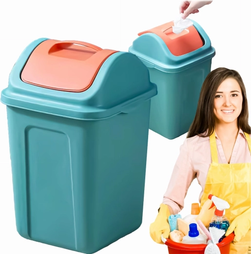 Plastikowy kosz uchylny do segregacji odpadów 10 l – turkusowy