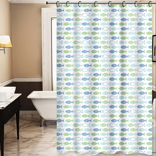 Zasłona prysznicowa Toro Premium 178 × 199 cm z motywem rybek