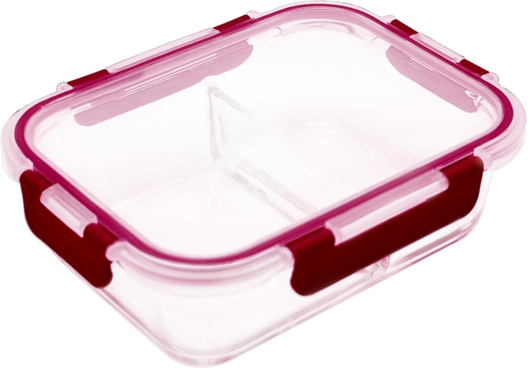 szklane pudełko LORA prostokątne dzielone 1,3 l z pokrywką