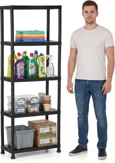 Pięć wytrzymałych półek o nośności 25 kg