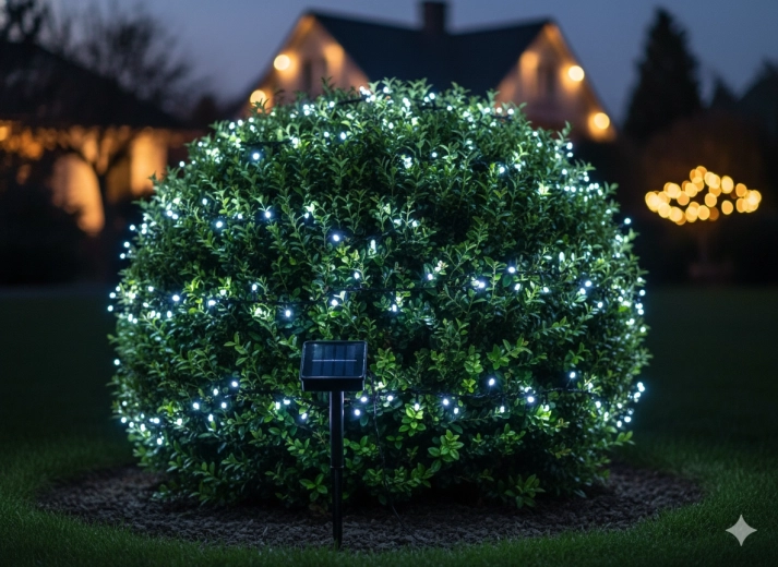 Solarny łańcuch LED 200 LED zimna biel, 20 m + 2 m zasilanie