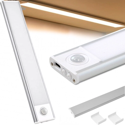 Lampka LED podszafkowa 30 cm z ładowaniem USB i czujnikiem ruchu