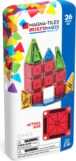 Magna-Tiles magnetyczne klocki konstrukcyjne microMAGS zestaw podróżny 26 elementów