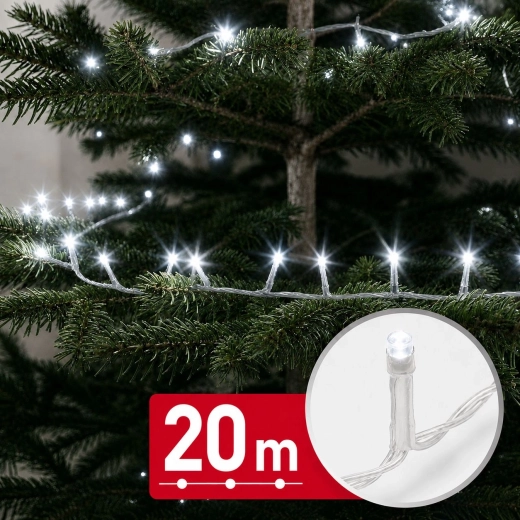 Łańcuch świetlny LED z zimnym białym światłem, 20 m, 400 LED