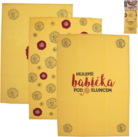 Bawełniane ściereczki kuchenne „Najlepsza Babcia” 3 szt.