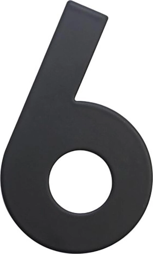 Numer domu 6, 75 mm, stal nierdzewna, matowa czerń