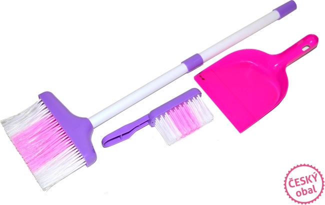 Dziecięcy zestaw do sprzątania 3 szt., różowo-biały