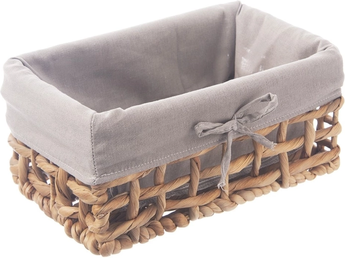 Naturalny koszyk do przechowywania z materiałową wkładką 26,5 × 17 × 12,5 cm