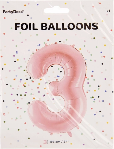 Foliowy balon w kształcie cyfry 3, niebieski, 86 cm
