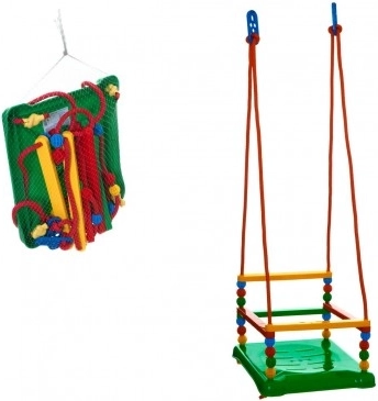 Plastowa huśtawka z barierką 35 × 34 cm, udźwig 40 kg – Zielona