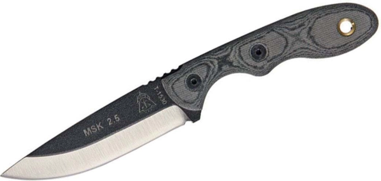 Tops Knives Mini scandi nóż na szyję z rękojeścią z czarnej micarty
