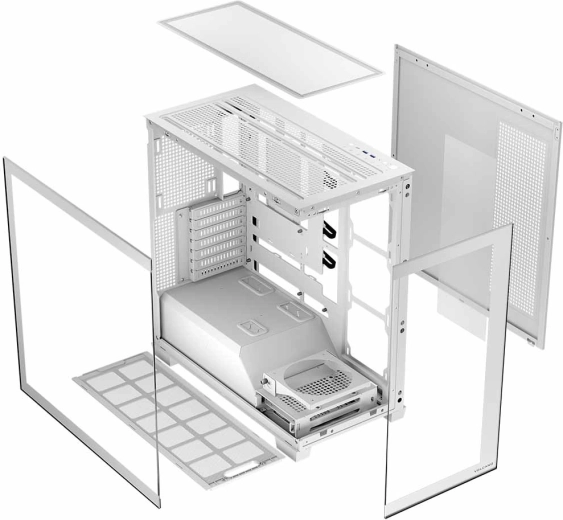 Boczny panel beznarzędziowy i czyste okablowanie