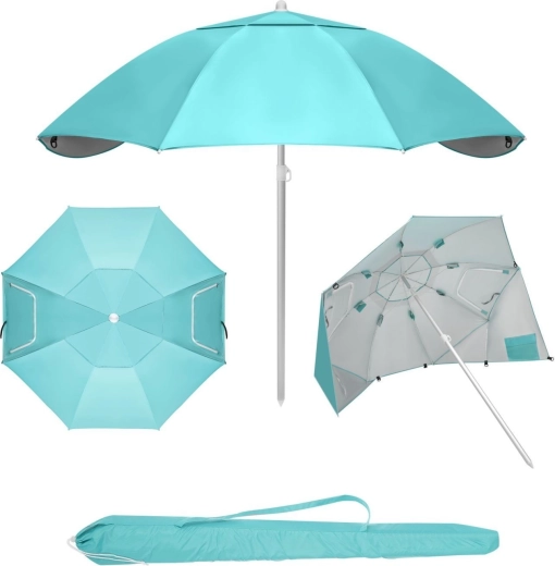 Składany parasol plażowy 2w1 (parawan / namiot plażowy) w pokrowcu - 1 sztuka
