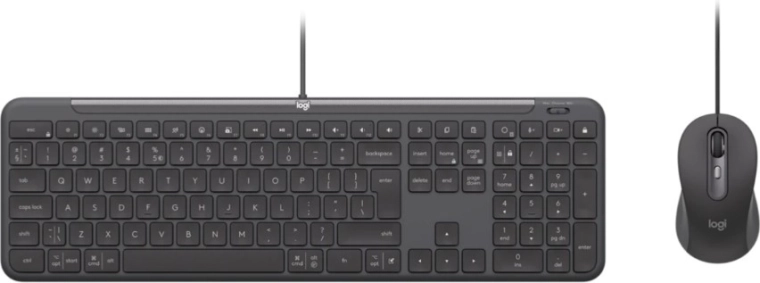 Przewodowy zestaw klawiatury i myszy Logitech dla firm, grafitowy (US)