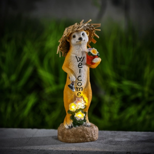 Solarna figurka LED surykatki Welcome 30 cm