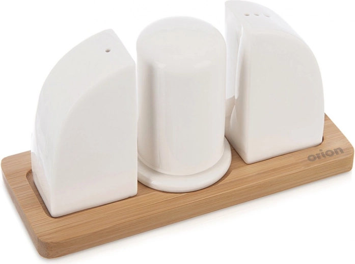 Porcelanowa solniczka i pieprzniczka ze stojakiem WHITELINE, zestaw 4-częściowy