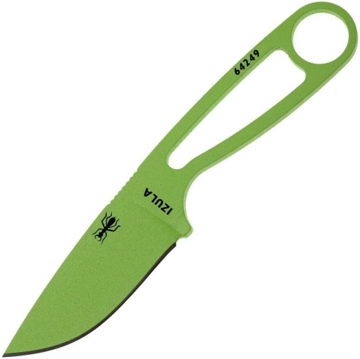 ESEE Izula – nóż na szyję 7,3 cm, zielony, stal węglowa, plastikowa pochwa