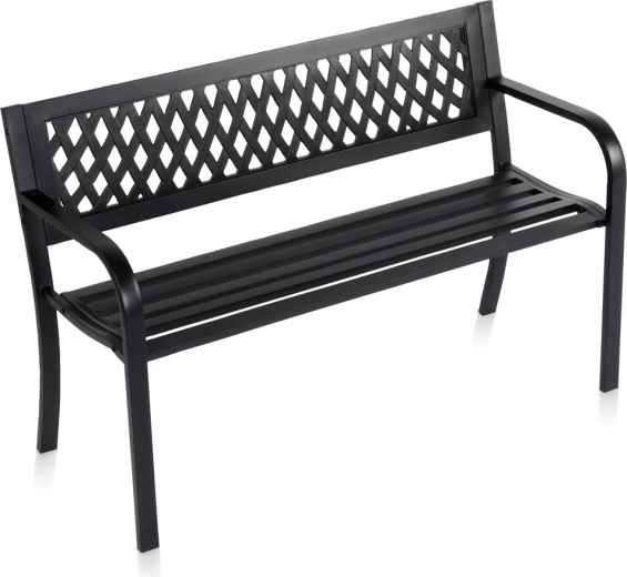 Vilde czarna metalowa ławka ogrodowa 119 × 45 × 76 cm
