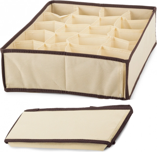 Organizer na bieliznę i skarpetki beżowy z 20 przegródkami