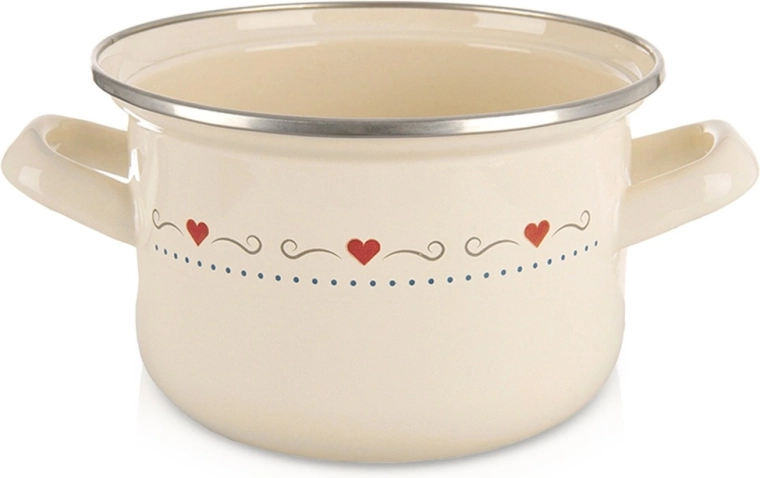 Emaliowany garnek TONCA 16 cm, 1,4 l – kremowy