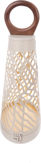 Świecznik Cone z metalu i drewna beżowo-złoty 43 cm