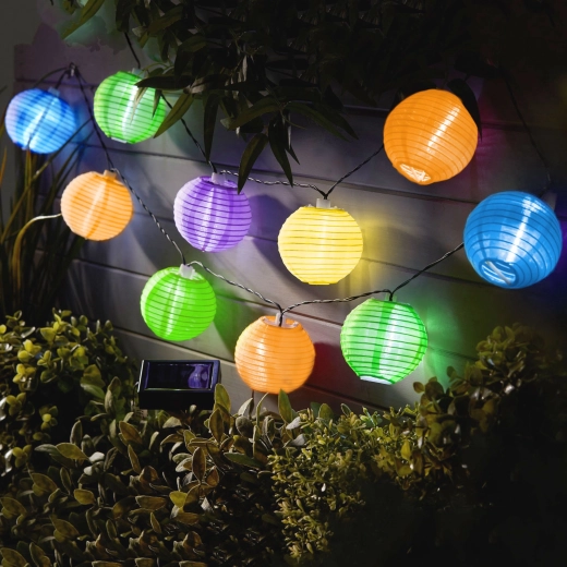 Solarny łańcuch z kolorowymi lampionami i oświetleniem LED, 2,5 m