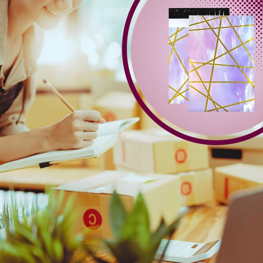 Stylowy fioletowo‑złoty design