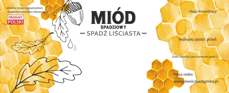 Zestaw etykiet na miód – spadziowy liściasty, 154 × 60 mm, 100 szt.