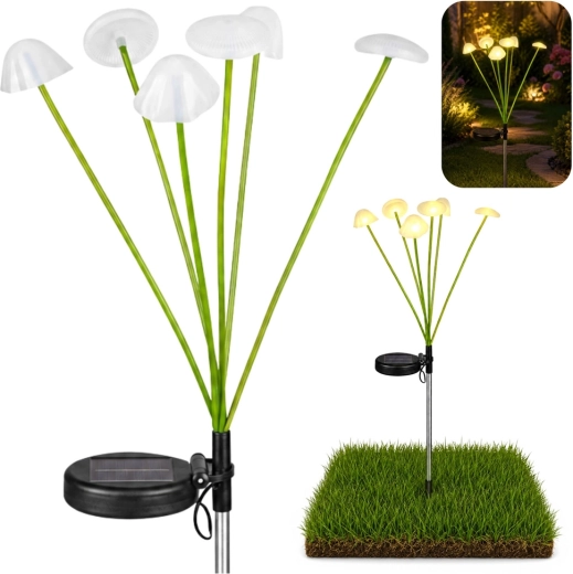 Solarna ogrodowa dekoracyjna lampa LED grzybki z ciepłym światłem 70 cm