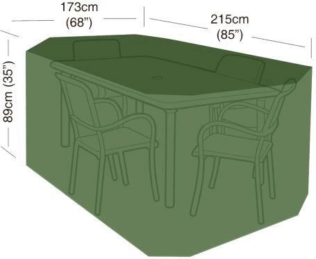 Pokrowiec na zestaw ogrodowy 4 krzesła i prostokątny stół 215 × 173 × 89 cm, PE 90 g/m², zielony