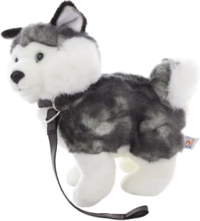 Pluszowy husky ze smyczą 25 cm