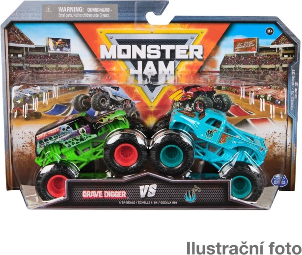 Metalowe monster trucki Monster Jam 1:64, 2 szt.