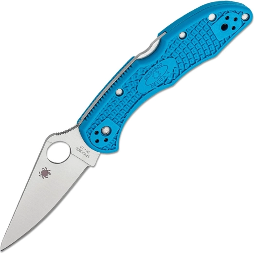 Spyderco Delica 4 niebieski EDC nóż składany z płaskim szlifem, VG-10, satyna