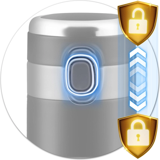 Uszczelniana pokrywka z blokadą i obsługą jedną ręką