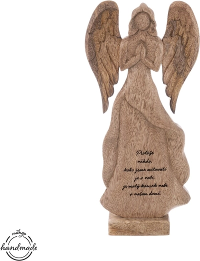 Anioł z drewna mango – motyw „niebo”, wysokość 36 cm