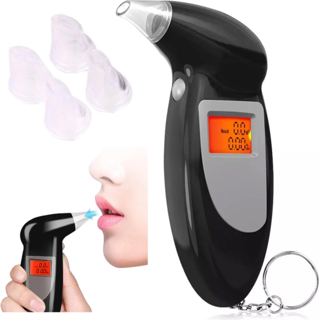 Cyfrowy alkomat z wyświetlaczem LCD i 5 wymiennymi ustnikami