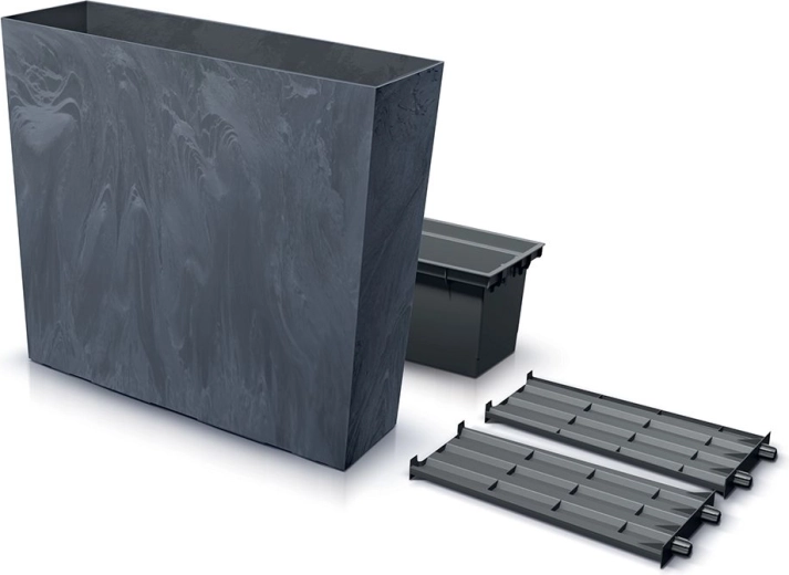 Wysoka donica z wkładem URBI CASE Beton Effect T 77 cm antracyt