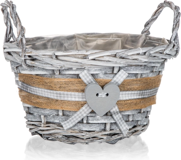 Okrągły wiklinowy koszyk z uchwytami GRIS 19 × 11 cm