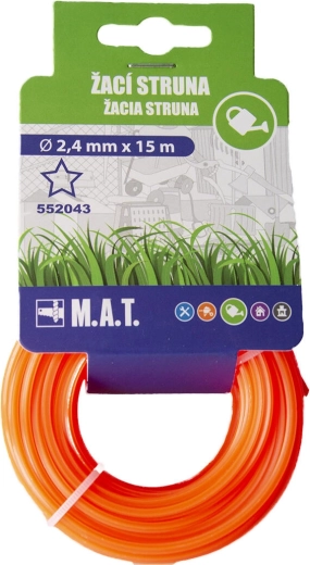Zapasowa żyłka tnąca 2,4 mm gwiazda, 15 m – ciemnopomarańczowa nylonowa