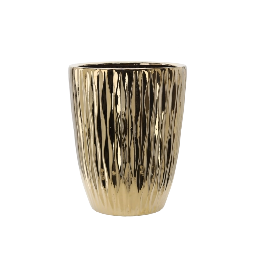 Ceramiczna osłonka na doniczkę 29 × 29 × 41,5 cm złoty połysk