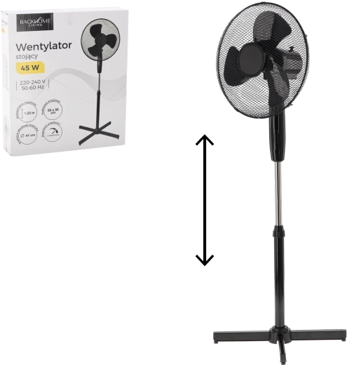 Wentylator stojący czarny 45 W
