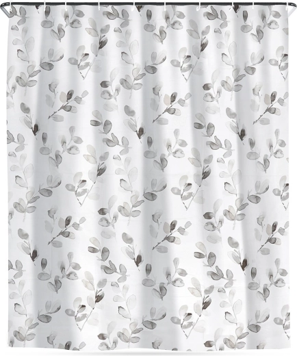Zasłona prysznicowa z haczykami, wodoodporna, roślinny motyw 180 × 180 cm