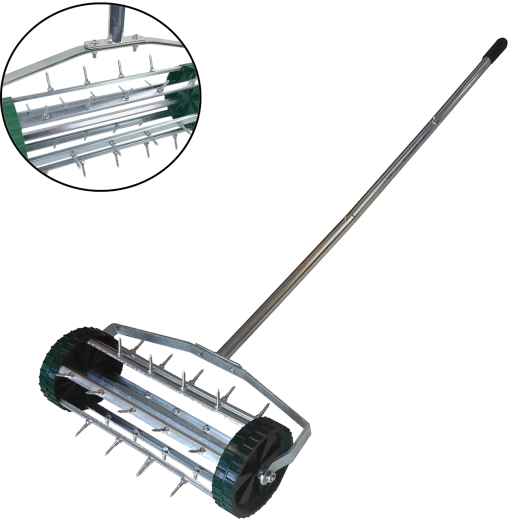 Ręczny aerator do trawnika z kółkami 148 cm - 1 sztuka