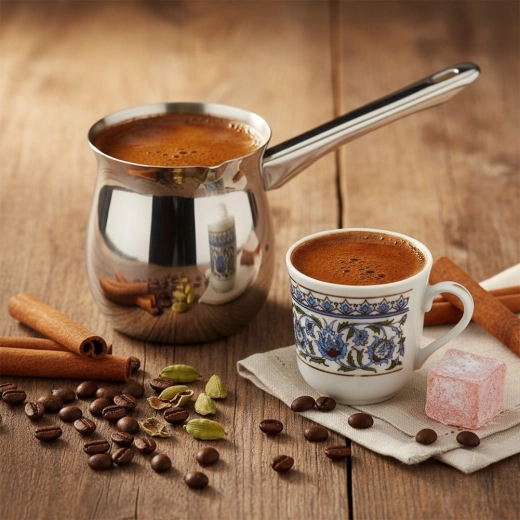 Tradycyjne przygotowanie kawy po turecku w domu